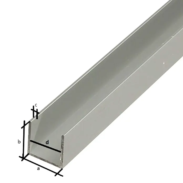 Stabilit U-profil - D x Š x V: 2.000 x 20 x 20 mm, Debljina: 1,5 mm, Aluminij, Eloksirano - Detaljan prikaz