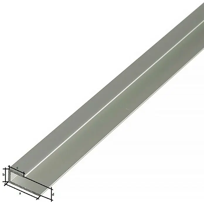 Kantoflex Rubni profil - D x Š x V: 1.000 x 6 x 9 mm, Debljina: 1,5 mm, Aluminij, Srebrne boje - Detaljan prikaz