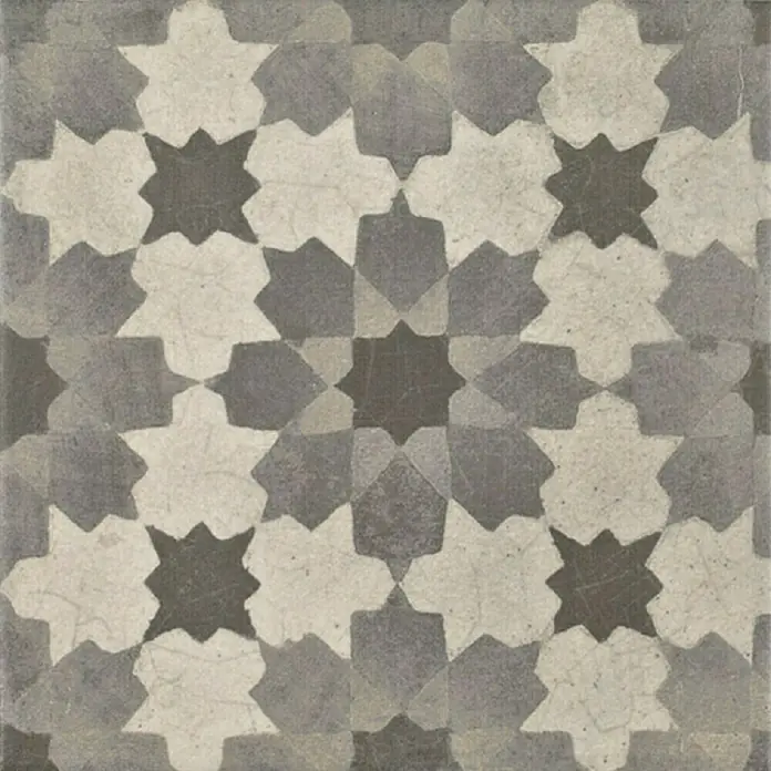Podna pločica Vintage Mix - 25 x 25 cm, Svijetlosive boje, Crne boje, Bijele boje - Detaljan prikaz