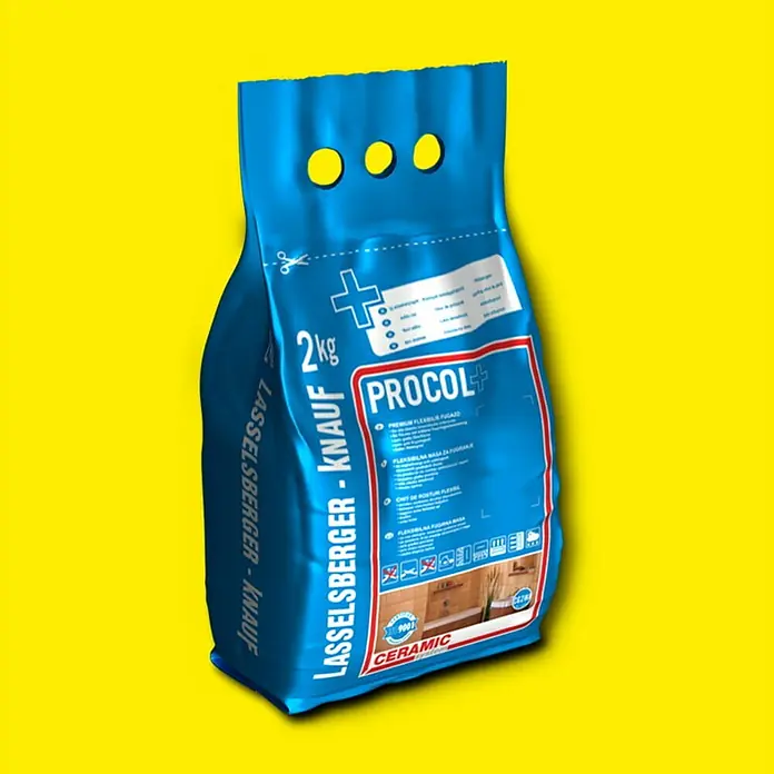 Cemix Fleksibilna masa za fugiranje Procol+ - Žute boje, 2 kg - Dijagonalni pogled