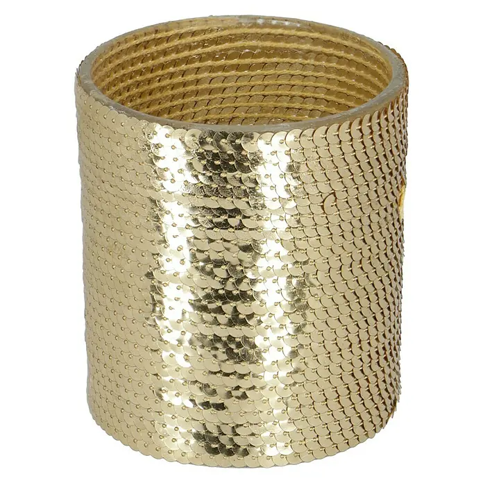 Teelichthalter Paillette - Ø x H: 9 x 10 cm, Gold - Vorderansicht