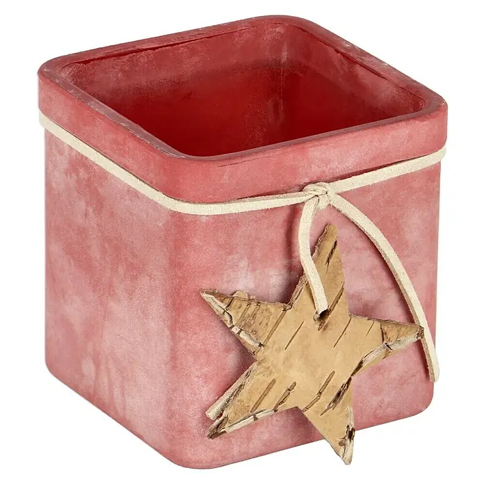 Vase Square Frost - L x B x H: 12 x 12 x 12 cm, Rot - Diagonale Ansicht