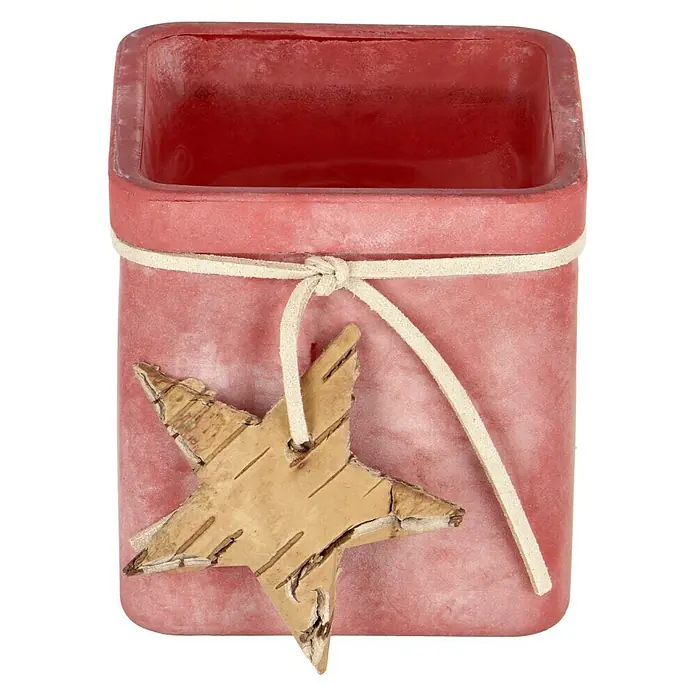Vase Square Frost - L x B x H: 12 x 12 x 12 cm, Rot - Vorderansicht