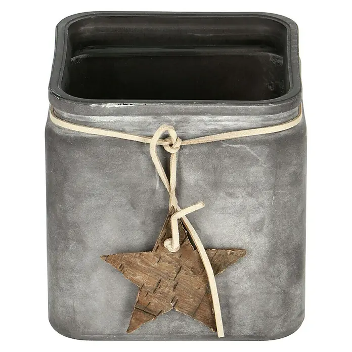 Vase Square Frost - L x B x H: 12 x 12 x 12 cm, Grau - Vorderansicht