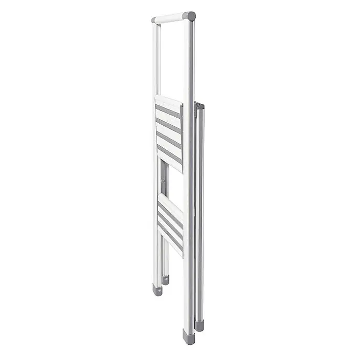 Wenko Preklopne ljestve Design - 2 stepenice, Aluminij, Bijele boje - Dijagonalni pogled