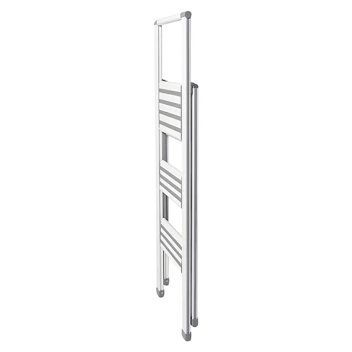 Wenko Preklopne ljestve Design - 3 stepenice, Aluminij, Bijele boje - Dijagonalni pogled