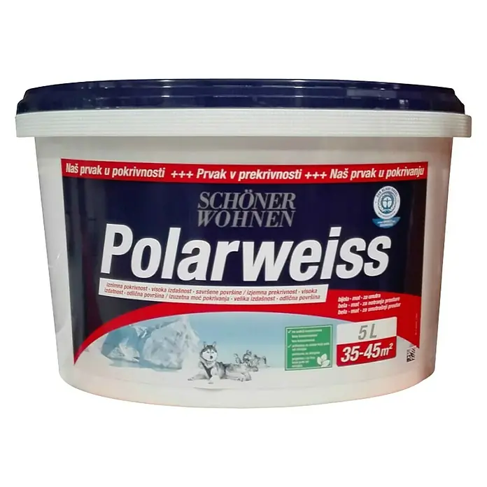 Unutarnja disperzijska boja - Bijele boje, 5 l - Pogled sprijeda