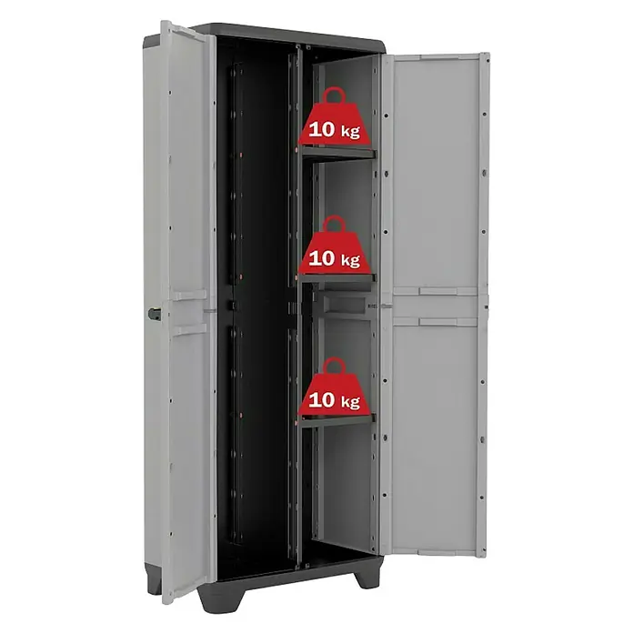 Keter Plastični ormar za uređaje Stilo - 68 x 39 x 173 mm, Nosivost: 10 kg/polica - Dijagonalni pogled