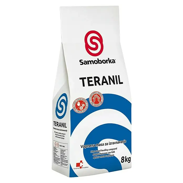 Samoborka Masa za fino zaglađivanje površina Teranil - 8 kg, Bijele boje - Dijagonalni pogled