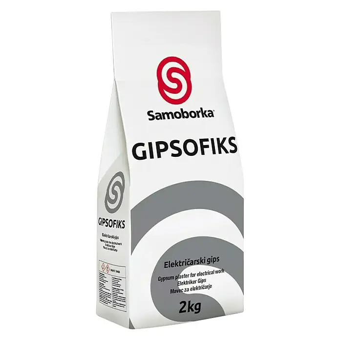 Samoborka Električarski gips Gipsofiks - 2 kg - Dijagonalni pogled