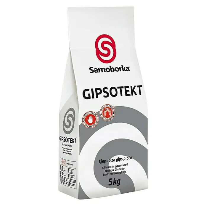 Samoborka Ljepilo za gips-kartonske ploče Gipsotekt - 5 kg - Dijagonalni pogled