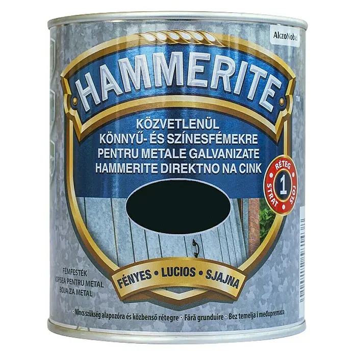 Hammerite Lak u boji "Direct to Zink" - Crne boje, 750 ml, Sjaj - Pogled sprijeda