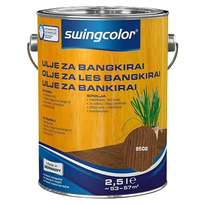 swingcolor Ulje za drvo bangkirai - 2,5 l, Svilenkasti mat - Pogled sprijeda