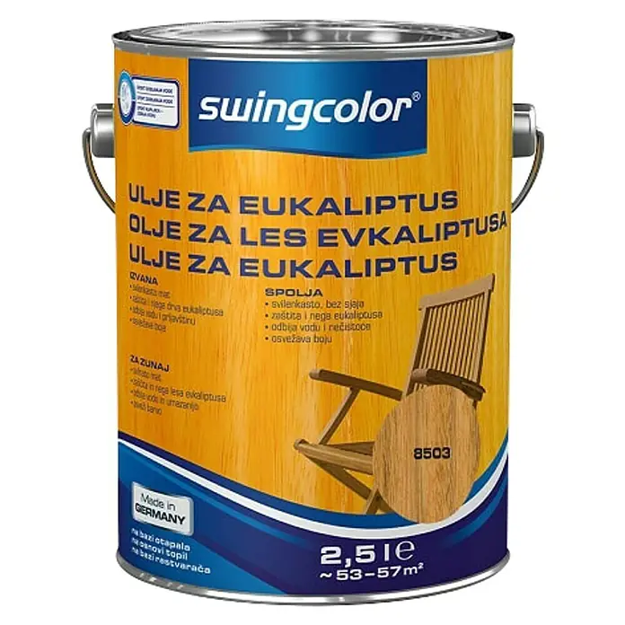 swingcolor Ulje za eukaliptus - 2,5 l, Svilenkasti mat - Pogled sprijeda