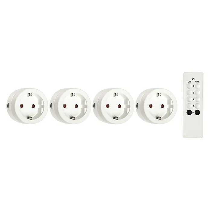 Voltomat Set de enchufes inalámbricos 4 unidades - Blanco, Alcance: 30 m - Vista frontal