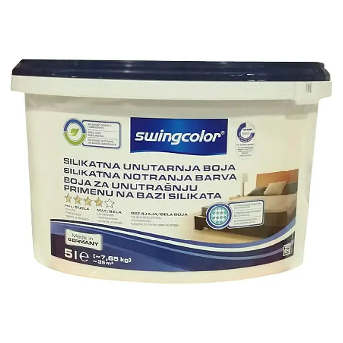 swingcolor Boja za zidove na bazi silikata - Bijele boje, 5 l - Pogled sprijeda
