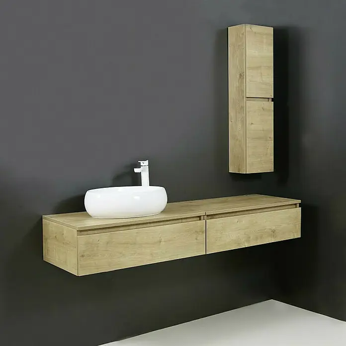 Aquaart Kupaonski ormarić za nasadni umivaonik Elegant, donji - D x Š x V: 45 x 80 x 25 cm, Hrast - Živopisni prikaz