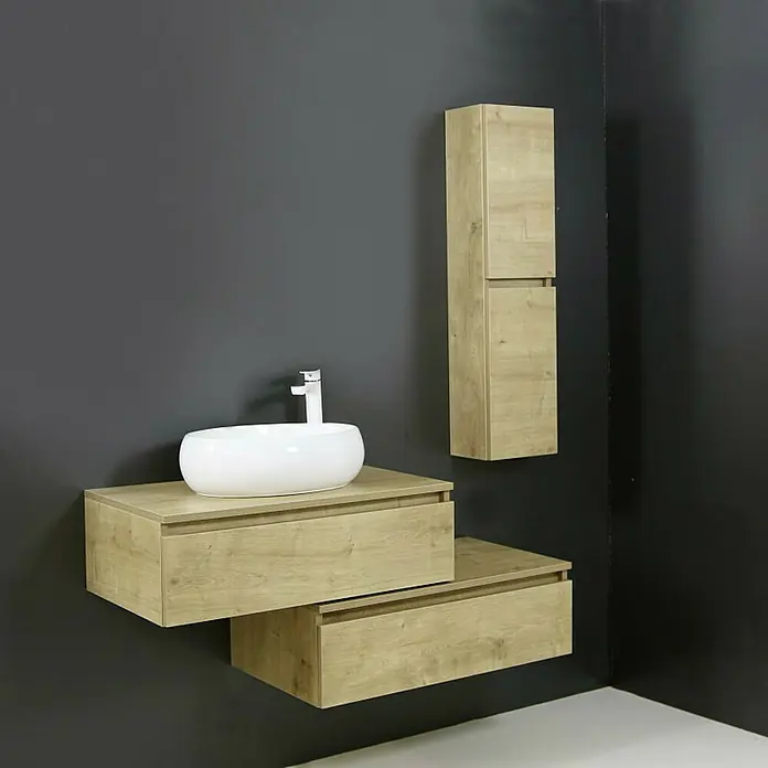 Aquaart Kupaonski ormarić za nasadni umivaonik Elegant, donji - D x Š x V: 45 x 80 x 25 cm, Hrast - Živopisni prikaz