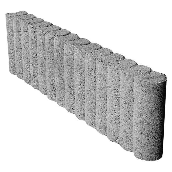 Rubnjak - 80 x 8 x 20 cm, Sive boje, Beton - Dijagonalni pogled