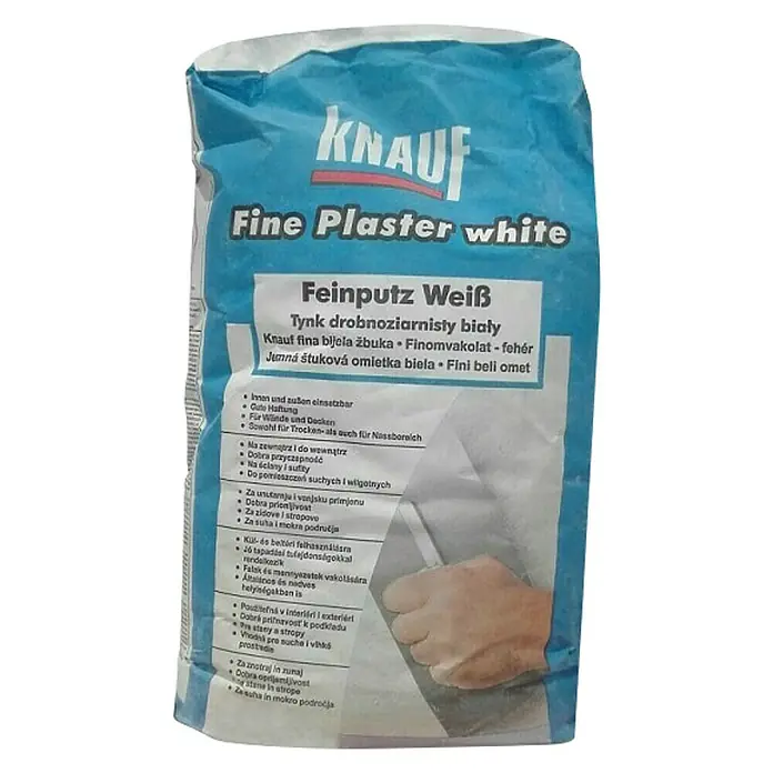 Knauf Fina vapneno-cementna žbuka - Bijele boje, 5 kg - Pogled sprijeda