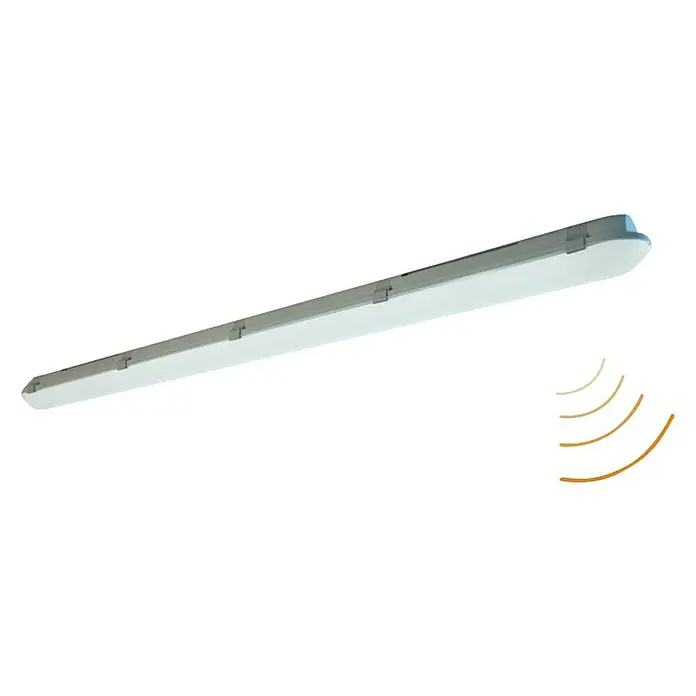 LED-Feuchtraum-Lichtleiste - 36 W, Länge: 125 cm, Bewegungssensor, Neutralweiß, IP65 - Diagonale Ansicht