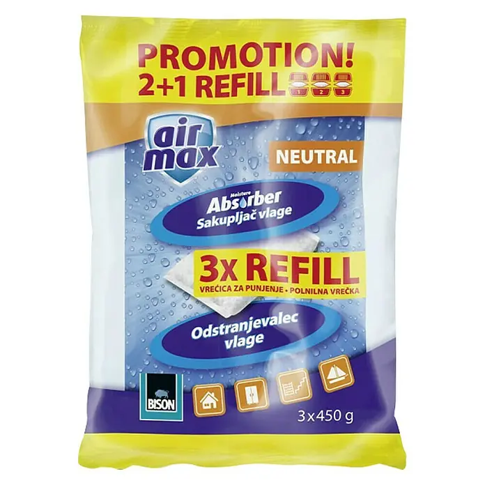 Bison Odvlaživač zraka - Neutralno, 3 Kom. x 450 g - Pogled sprijeda