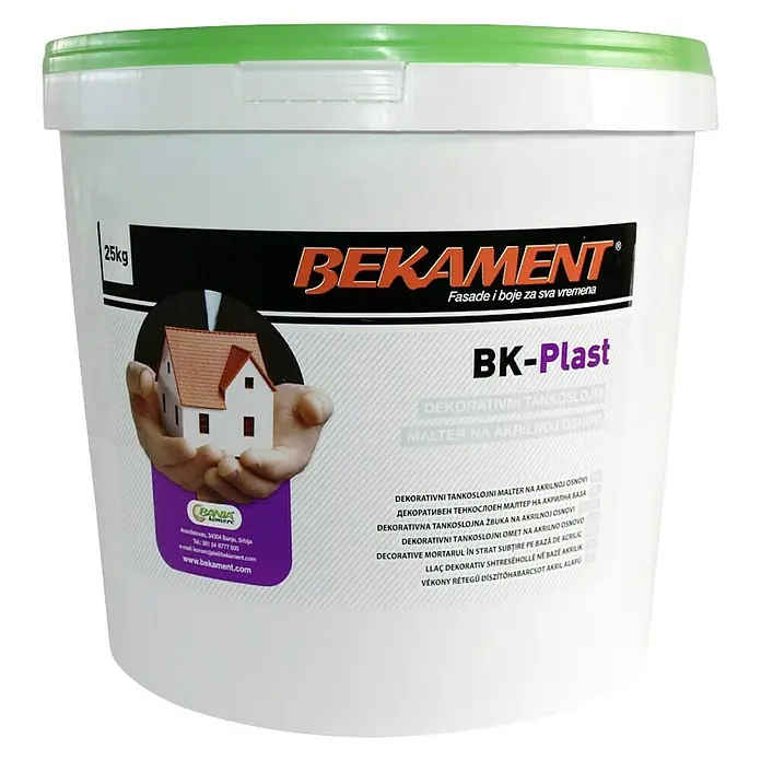 Bekament Završna dekorativna žbuka BK-Plast - 25 kg, Bijele boje - Pogled sprijeda