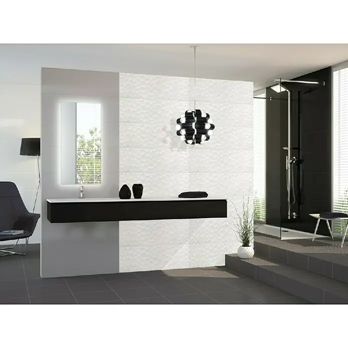 Zidna pločica Unik Bubbles - 30 x 90 cm, Bijele boje, Sjaj - Živopisni prikaz