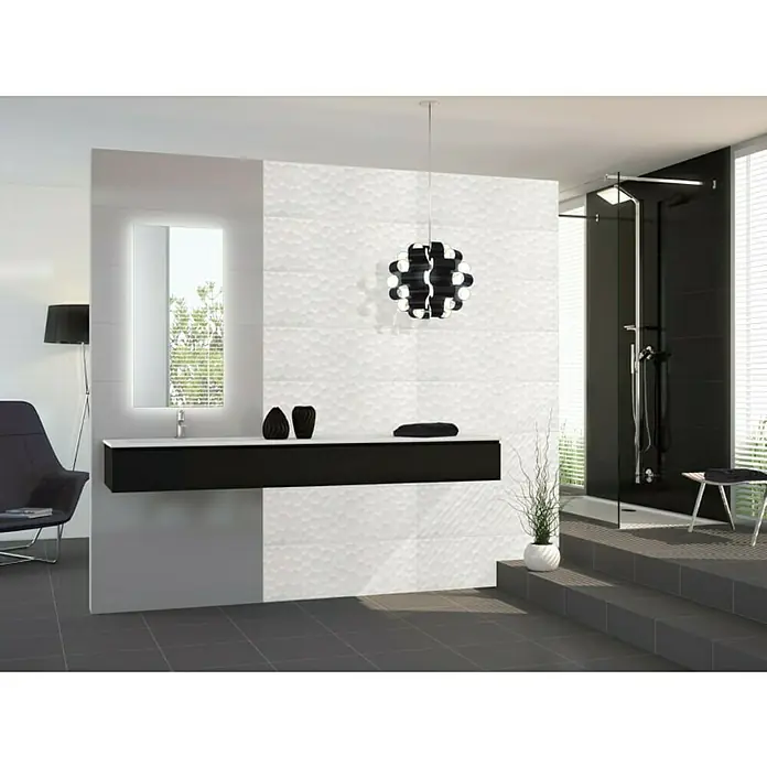 Azteca Zidna pločica Unik - D x Š: 90 x 30 cm, Bijele boje, Mat - Živopisni prikaz
