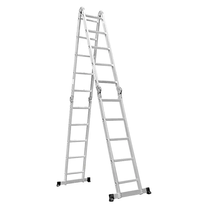 Zglobne ljestve - Radna visina: 5,75 m, Broj stuba: Prečke 4 x 5, Aluminij - Dijagonalni pogled