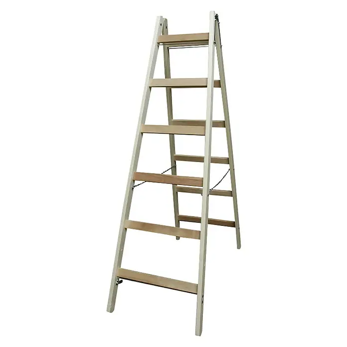 Drvene ljestve - 2 x 6 stepenica, 150 kg, 185 cm - Dijagonalni pogled