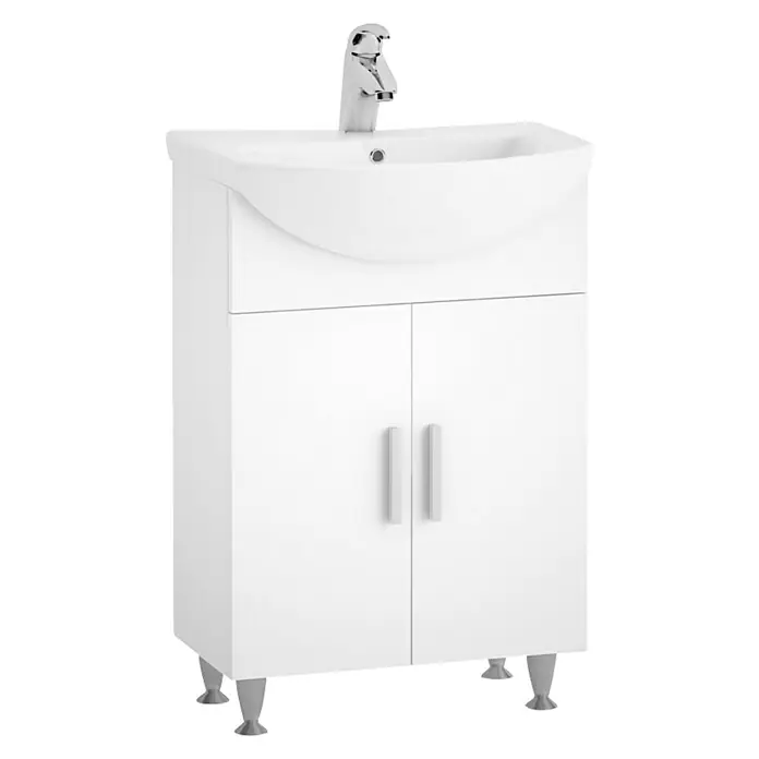 Kupaonski komplet Picco 50 - D x Š x V: 45 x 57 x 86 cm, Bijele boje, Sjaj - Dijagonalni pogled