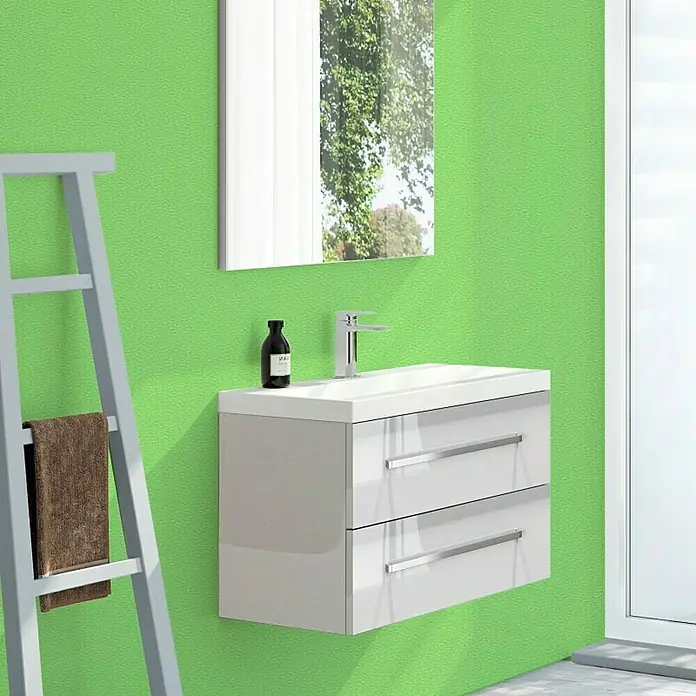 Kupaonski komplet Nice - Materijal: MDF, Bijele boje, Sjaj - Živopisni prikaz