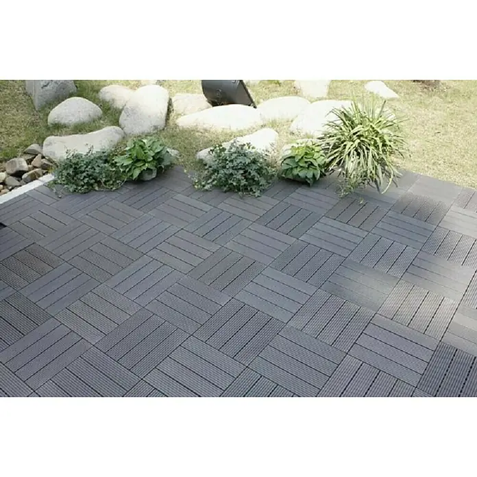 WPC klik ploče - 30 x 30 cm, Sive boje - Živopisni prikaz