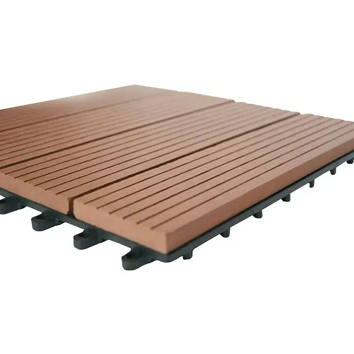 WPC klik ploče - 30 x 30 cm, Smeđe boje - Dijagonalni pogled