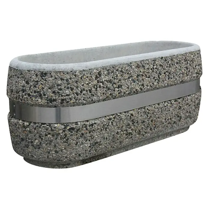 Žardinjera za cvijeće - D x Š x V: 90 x 38 x 35 cm, Beton - Dijagonalni pogled