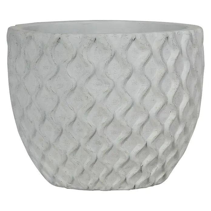Okrugla tegla za cvijeće - Vanjska dimenzija (ø x V): 53 x 43 cm, prirodni materijali, Sive boje - Pogled sprijeda
