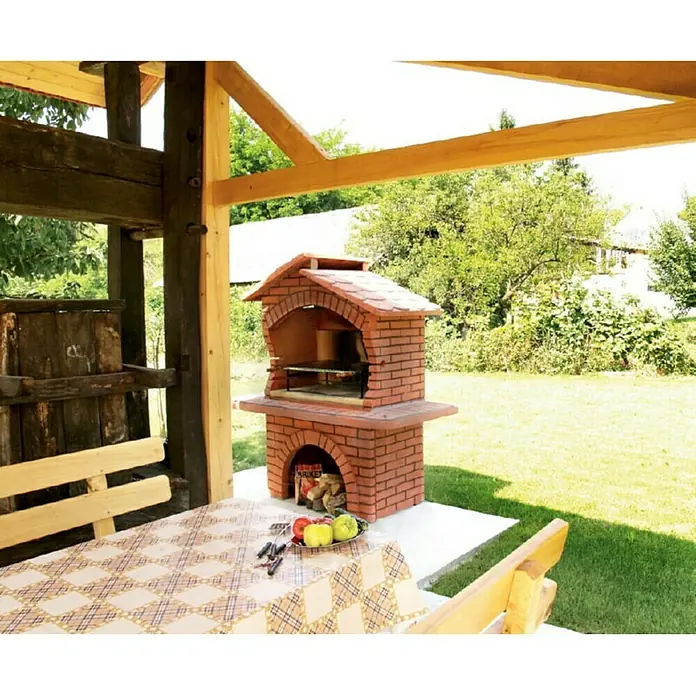 Kamin za roštiljanje Krović - Dimenzija ložišta: 100 x 55 cm - Živopisni prikaz