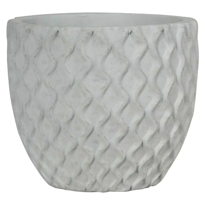Okrugla tegla za cvijeće - Vanjska dimenzija (ø x V): 31 x 25 cm, prirodni materijali, Sive boje - Pogled sprijeda