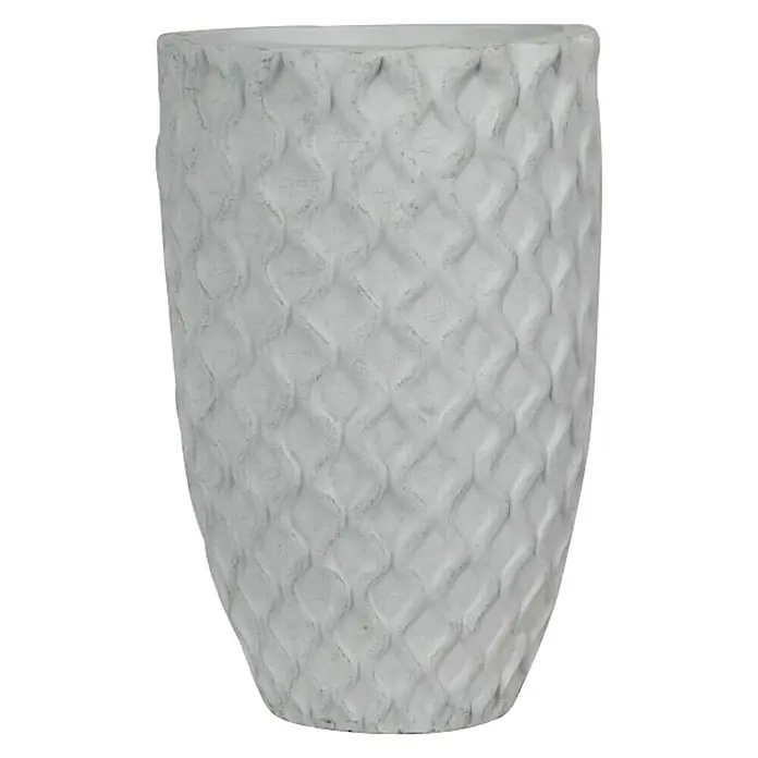 Visoka okrugla posuda za biljke - Vanjska dimenzija (ø x V): 32 x 54 cm, prirodni materijali, Sive boje - Pogled sprijeda