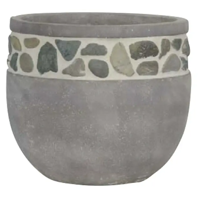 Tegla za cvijeće Cement - Vanjska dimenzija (ø x V): 34 x 29 cm, Beton, Tamnosive boje - Pogled sprijeda