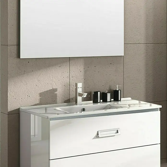 Kupaonski komplet Baia - D x Š x V: 45 x 90 x 54 cm, Bijele boje - Živopisni prikaz