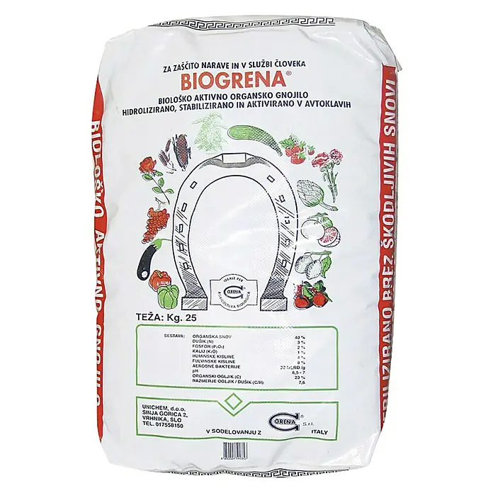 Vrtno gnojivo Biogrena - 25 kg, Sadržaj je dovoljan za: 100 m² - Pogled sprijeda
