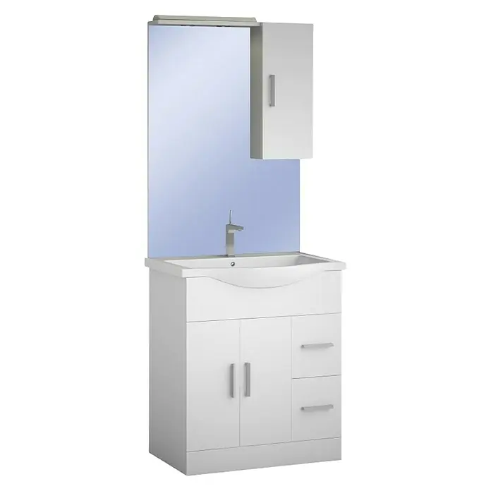 Kupaonski komplet Smart 85 cm - Bijele boje, Sjaj - Dijagonalni pogled