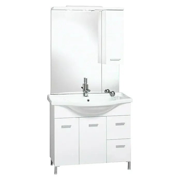Kupaonski komplet Alba 105 - Materijal: MDF, Bijele boje, Sjaj - Dijagonalni pogled
