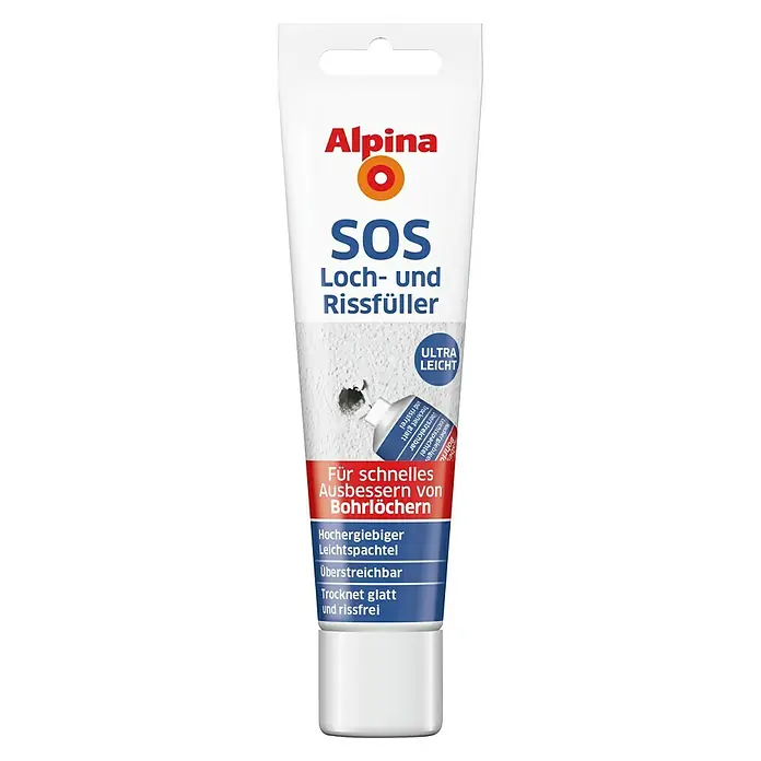 Alpina Fertigspachtel SOS Loch- und Rissfüller - Weiß, 100 ml, Gebrauchsfertig - Vorderansicht