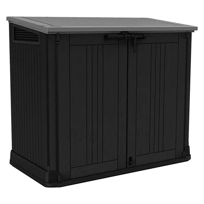 Keter Mülltonnenbox Store it out Prime - L x B x H: 132 x 71,5 x 113,5 cm, Grau/Schwarz, Kunststoff - Vorderansicht