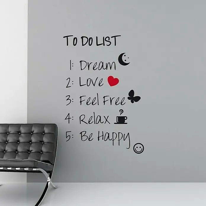 Adhesivos decorativos To do list - Be happy, Negro/Rojo, 68 x 48 cm - Foto ambiente