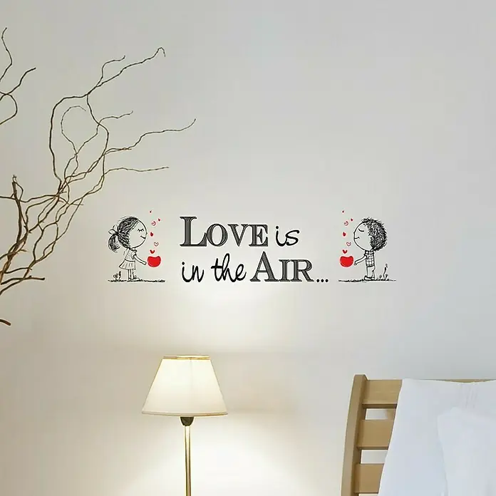 Adhesivos decorativos Love is in the air - Love, Negro/Rojo, 31 x 15 cm, 2 hojas - Foto ambiente
