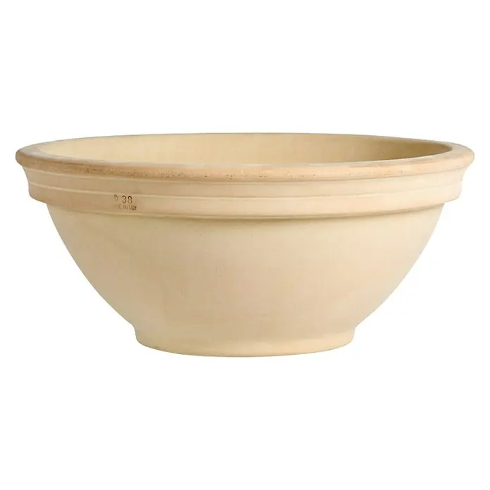 Okrugla tegla za cvijeće Arena Ciclamino - Vanjska dimenzija (ø x V): 33 cm x 14 mm, prirodni materijali, Bež boje - Pogled sprijeda